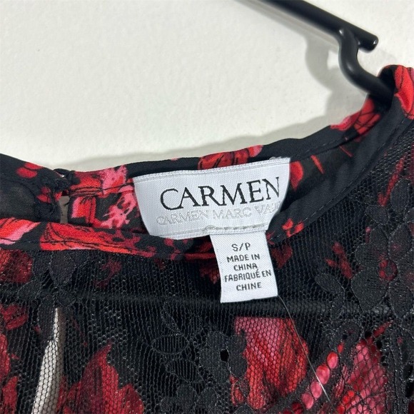 Carmen Marc Valvo Women's Floral Lace Blouse Multicolor Size S Petites - Picture 7 of 7